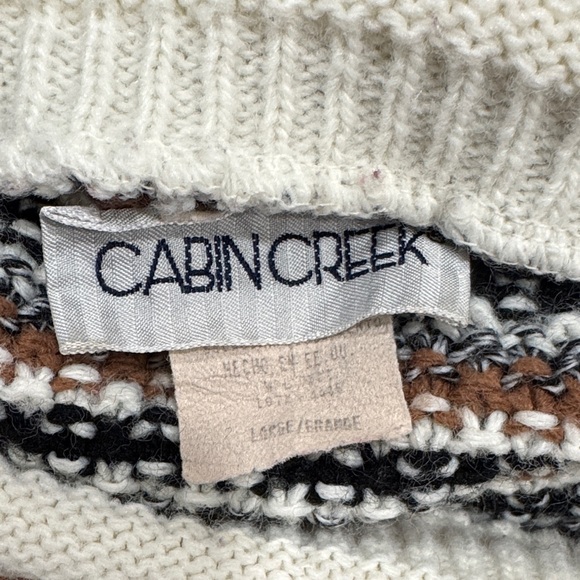 CABIN CREEK Fisherman’s Knit VTG Striped Sweater Size L 90’s Y2K Eclectic Retro - Picture 7 of 7